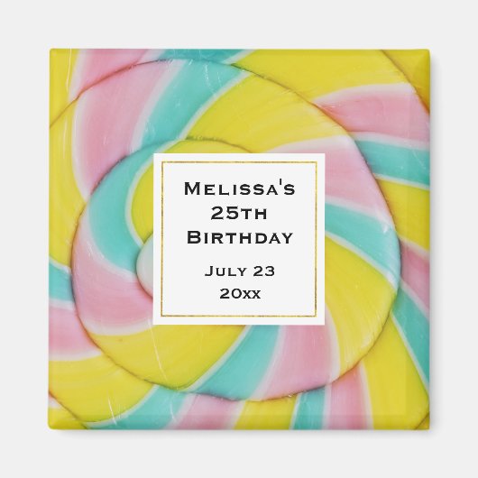 Pastel Rainbow Spiral Candy Foto Magnet (Vorne)