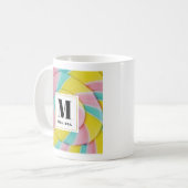 Pastel Rainbow Spiral Candy Foto Monogram Kaffeetasse (Vorderseite Links)