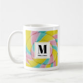 Pastel Rainbow Spiral Candy Foto Monogram Kaffeetasse (Links)