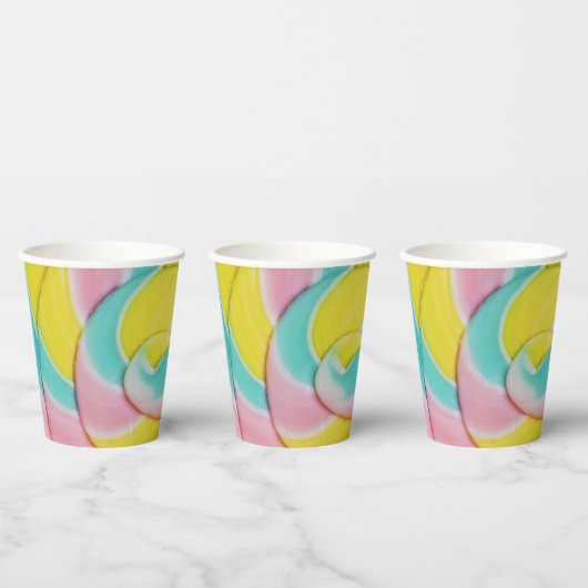 Pastel Rainbow Spiral Candy Foto Pappbecher (Multi)