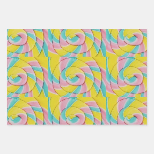 Pastel Rainbow Spiral Candy Foto Pattern Geschenkpapier Set (Vorderseite 3)