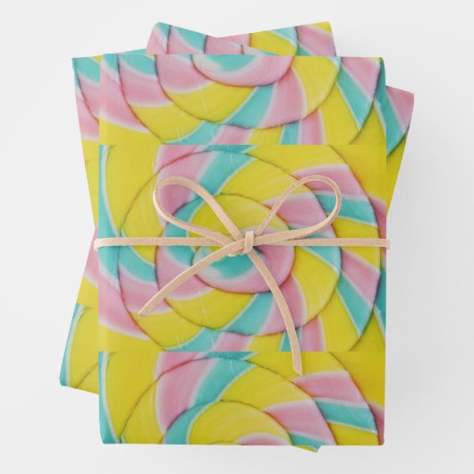 Pastel Rainbow Spiral Candy Foto Pattern Geschenkpapier Set (Beispiel)