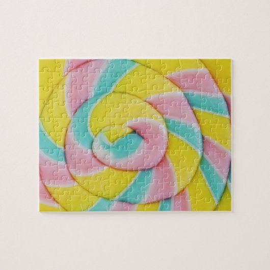Pastel Rainbow Spiral Candy Foto Puzzle (Horizontal)