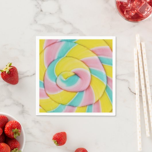 Pastel Rainbow Spiral Candy Foto Serviette (Beispiel)