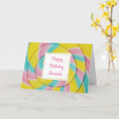 Pastel Rainbow Spiral Candy Geburtstag Karte (Gelbe Blume)