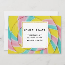 Pastel Rainbow Spiral Candy Save The Date