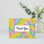Pastel Rainbow Spiral Candy Vielen Dank Postkarte (Stehend Vorderseite)