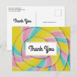 Pastel Rainbow Spiral Candy Vielen Dank Postkarte