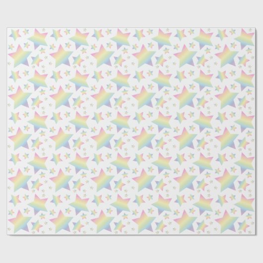 Pastel Rainbow Star Kinderdusche Geschenkpapier (Flach)