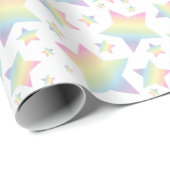 Pastel Rainbow Star Kinderdusche Geschenkpapier (Rolleneckpunkt)