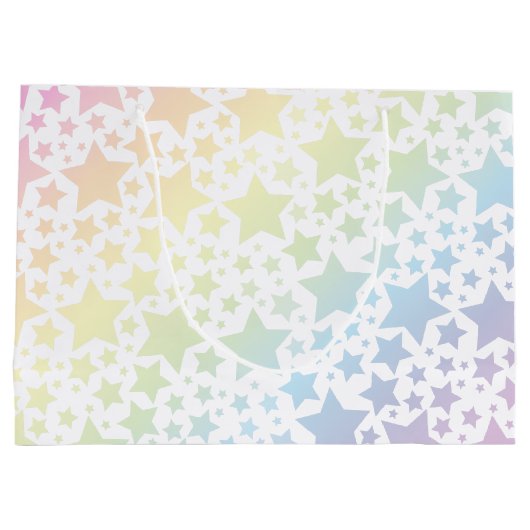 Pastel Rainbow Star Kinderdusche Große Geschenktüte (Rückseite)