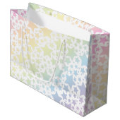 Pastel Rainbow Star Kinderdusche Große Geschenktüte (Vorderseite Schrägansicht)