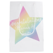 Pastel Rainbow Star Kinderdusche Mittlere Geschenktüte (Rückseite)