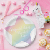 Pastel Rainbow Star Kinderdusche Pappteller (Party)