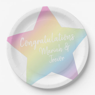Pastel Rainbow Star Kinderdusche Pappteller