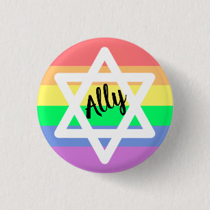 Pastel Rainbow Star von David LGBTQ allein Button
