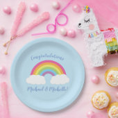 Pastel Rainbow Stars Kinderdusche Einfache moderne Pappteller (Party)