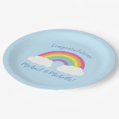 Pastel Rainbow Stars Kinderdusche Einfache moderne Pappteller (Schrägansicht)