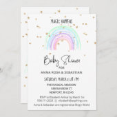 *~* Pastel Rainbow Stars Kinderdusche Einladung (Vorne/Hinten)