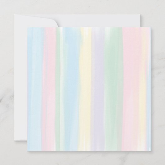 Pastel Rainbow Streifen Kinderdusche Einladung (Rückseite)