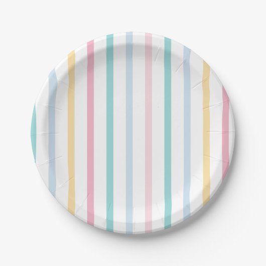 Pastel Rainbow Strip Pappteller (Vorderseite)
