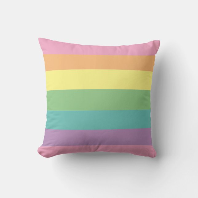 Pastel Rainbow Stripe Kissen (Vorderseite)