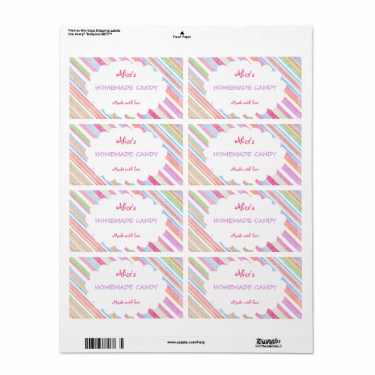 Pastel Rainbow Stripe Personalisierte hausgemachte (Vorne)