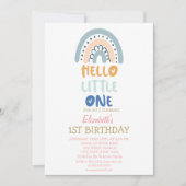 Pastel Rainbow Striped Hello Little One Geburtstag Einladung (Vorderseite)