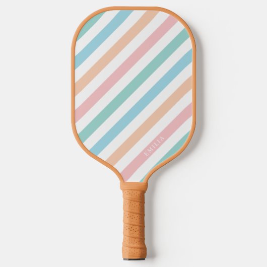 Pastel Rainbow Striped Pickleball Paddle (Vorderseite)