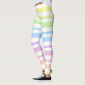Pastel Rainbow Stripes Abstrakte Weichzeichnung Ar Leggings (Links)