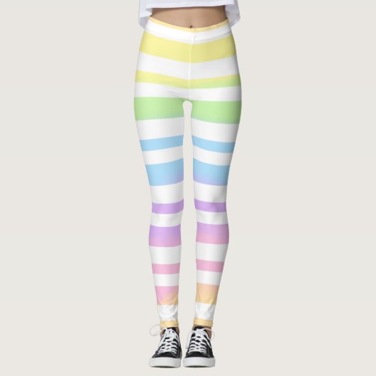 Pastel Rainbow Stripes Abstrakte Weichzeichnung Ar Leggings (Vorderseite)