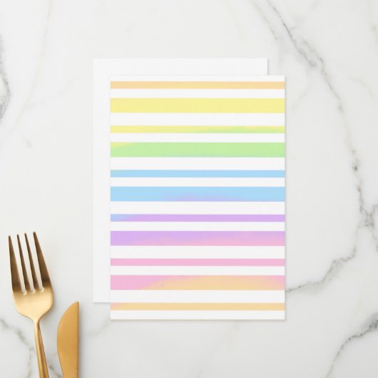 Pastel Rainbow Stripes Abstrakte Weichzeichnung Ar Menükarte (Vorderseite/Rückseite Beispiel)