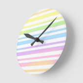 Pastel Rainbow Stripes Abstrakte Weichzeichnung Ar Runde Wanduhr (Winkel)