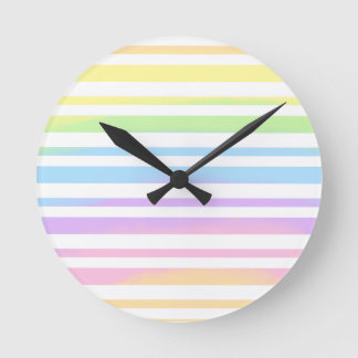 Pastel Rainbow Stripes Abstrakte Weichzeichnung Ar Runde Wanduhr