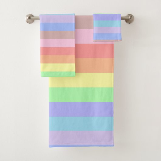 Pastel Rainbow Stripes Badhandtuch Set (Insitu)