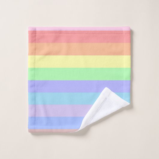 Pastel Rainbow Stripes Badhandtuch Set (Waschlappen)