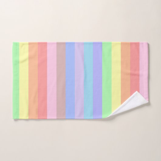 Pastel Rainbow Stripes Badhandtuch Set (Handtuch)