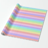 Pastel Rainbow Stripes Fairy Kei Birthday Geschenkpapier (Ungerollt)