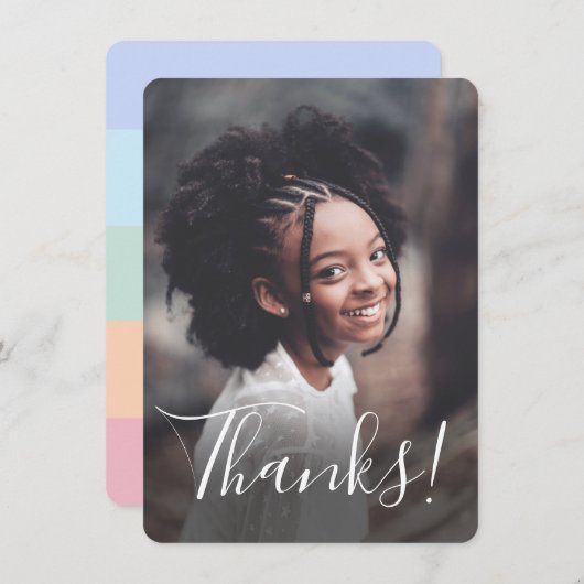 Pastel Rainbow Stripes Foto Vielen Dank Dankeskarte (Vorne/Hinten)