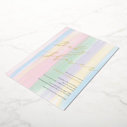 Pastel Rainbow Stripes Kinderdusche Einladung (Gedreht)