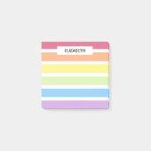 Pastel Rainbow Stripes Name | Personalisieren Post-it Klebezettel (Vorderseite)