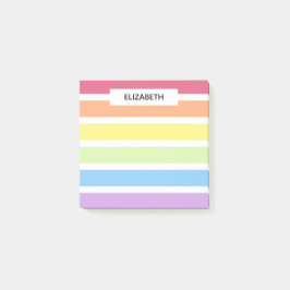 Pastel Rainbow Stripes Name | Personalisieren Post-it Klebezettel