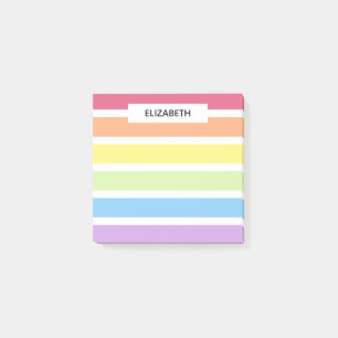 Pastel Rainbow Stripes Name   Personalisieren Post-it Klebezettel