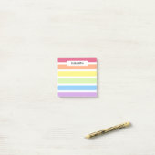 Pastel Rainbow Stripes Name | Personalisieren Post-it Klebezettel (Auf Schreibtisch)