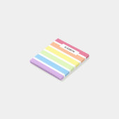 Pastel Rainbow Stripes Name | Personalisieren Post-it Klebezettel (angewinkelt)
