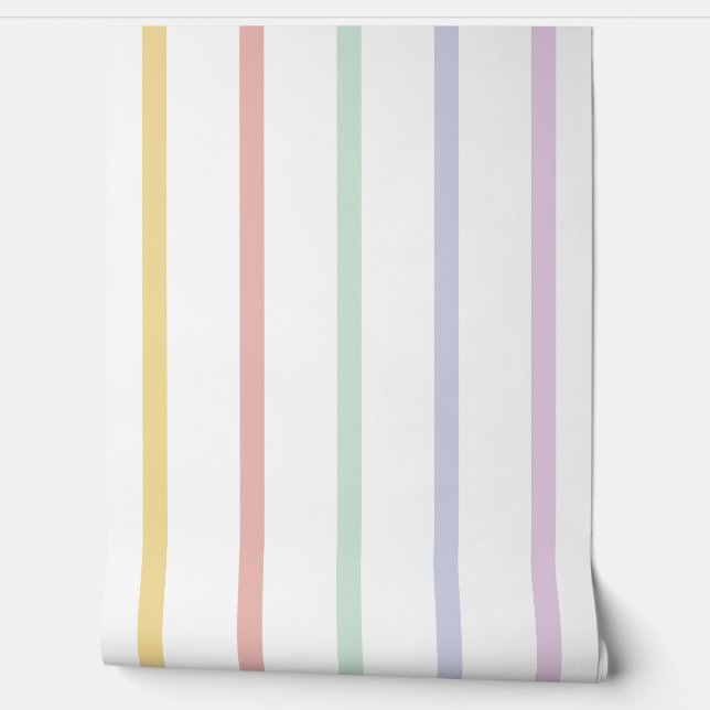 Pastel Rainbow Stripes Tapete (Abrollen)