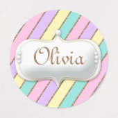 Pastel Rainbow Stripes Unicorn Etiketten (Design 1)