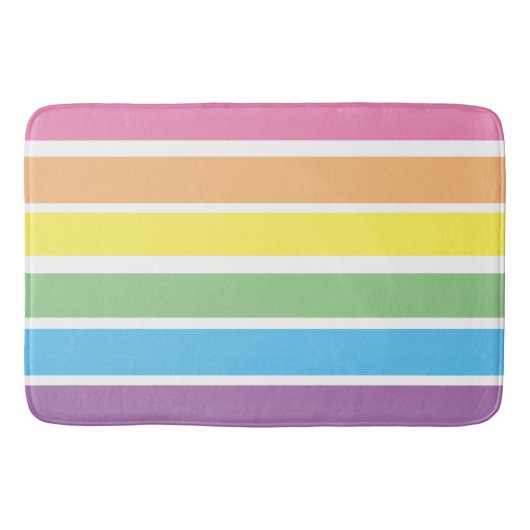 Pastel Rainbow Striping Bath Mat Badematte (Vorderseite)