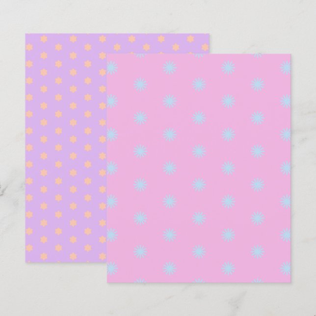 Pastel Rainbow Sunburgs & Stars Scrapbook Paper (Vorne/Hinten)