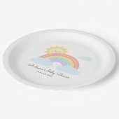 Pastel Rainbow Sunshine Baby Dusche oder Geburtsta Pappteller (Schrägansicht)